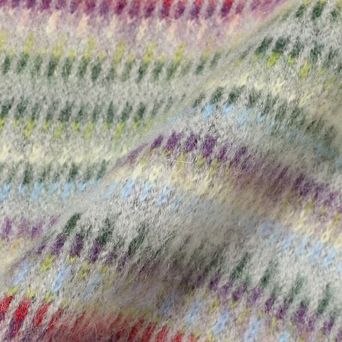 5 GAUGE SHAGGY MULTI JACQUARD CREWNECK - GREY - Image 4