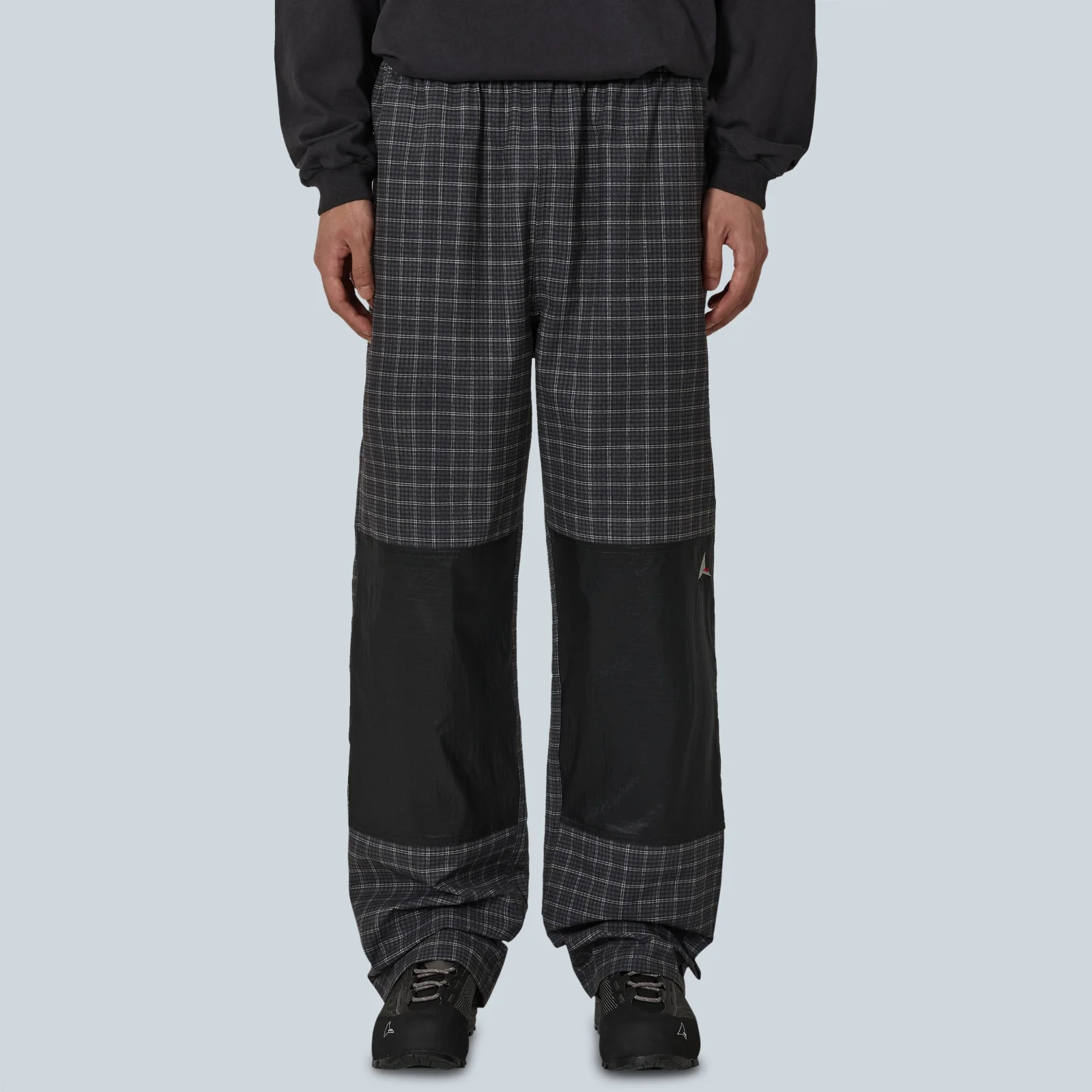 AAIR FLOWEAVE PRINTED CHECK ELASTICATED WAISTBAND PANTS - ANTHRACITE - Image 3