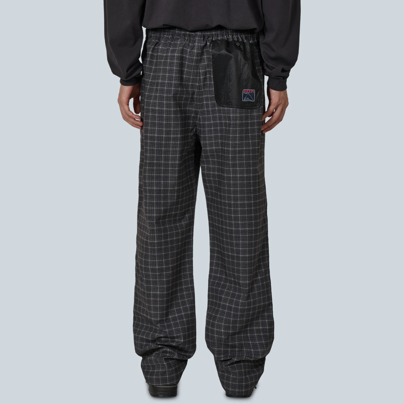 AAIR FLOWEAVE PRINTED CHECK ELASTICATED WAISTBAND PANTS - ANTHRACITE - Image 4