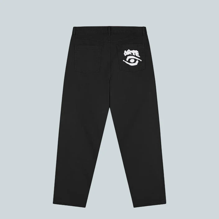 BACK POCKET GRAPHIC PANTS - BLACK