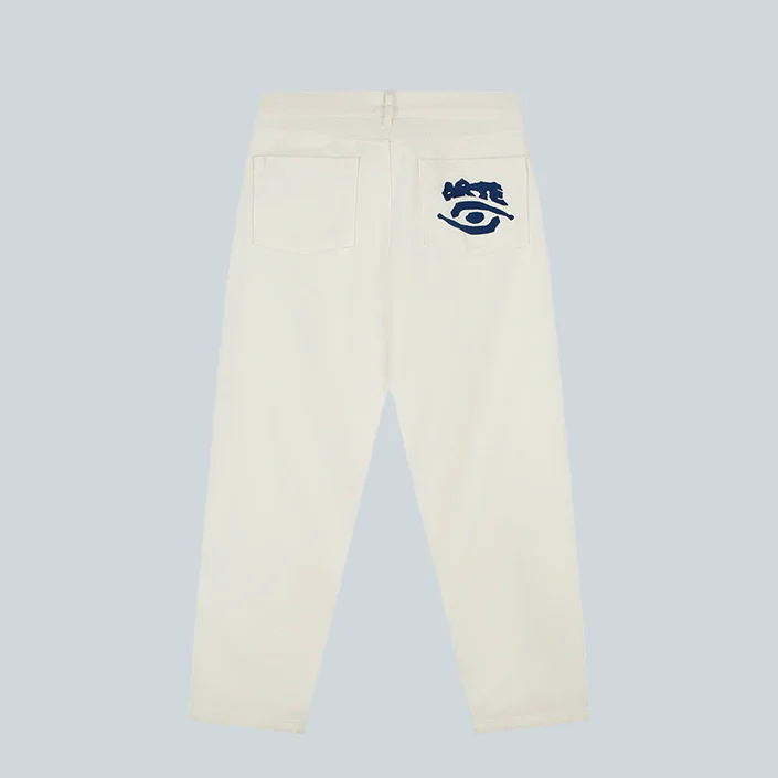 BACK POCKET GRAPHIC PANTS - CREAM
