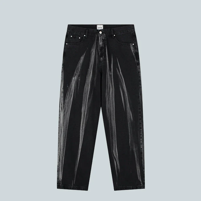 WASHED JEANS PANTS - BLACK