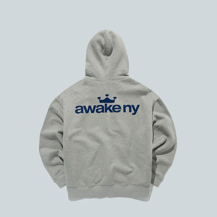 CROWN LOGO FULL ZIP HOODIE - HEATHER GREY - Image 2