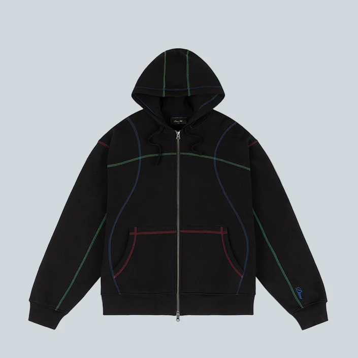 COURT ZIP HOODIE - BLACK