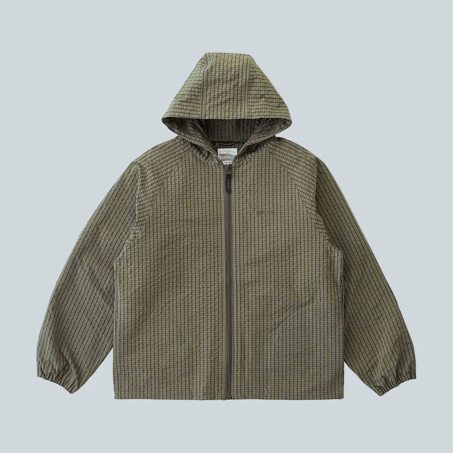 NORTHSIDE PLAID HOODED JACKET - OLIVE