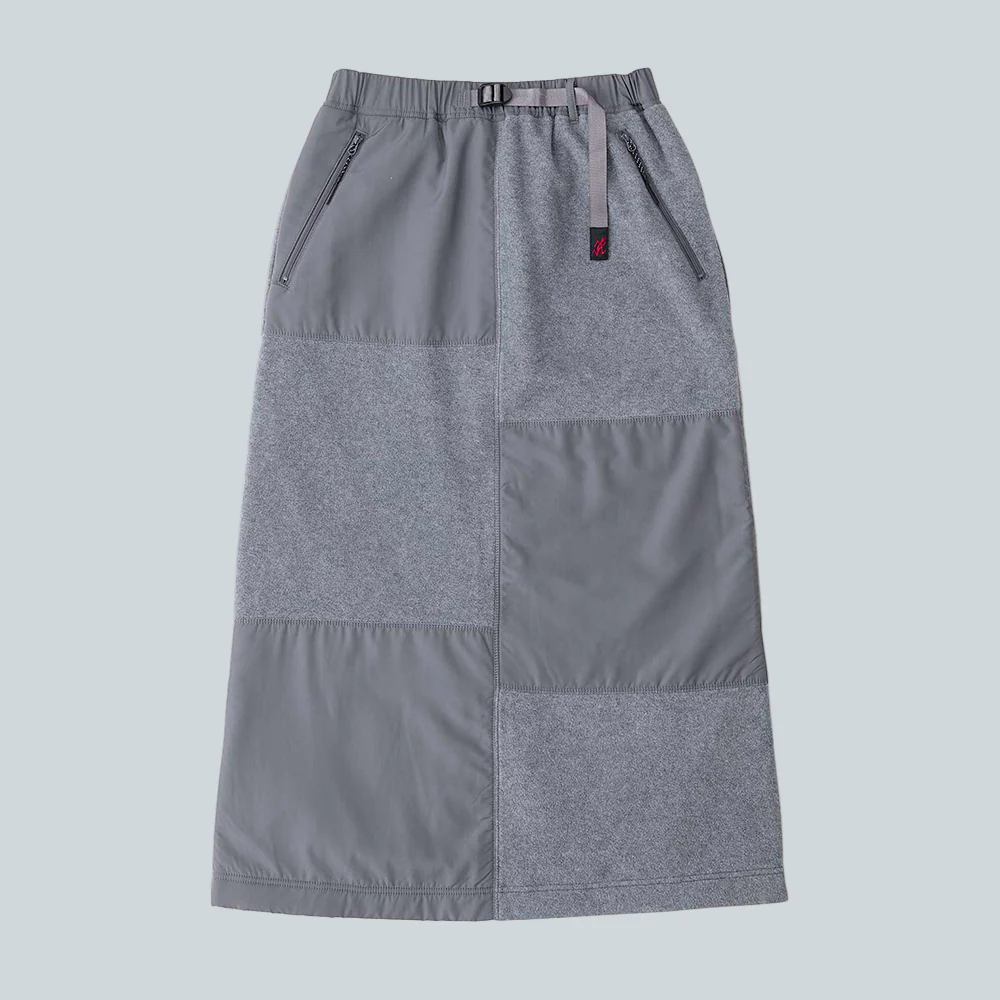 THERMAL FLEECE PATCH SKIRT - HEATHER GREY