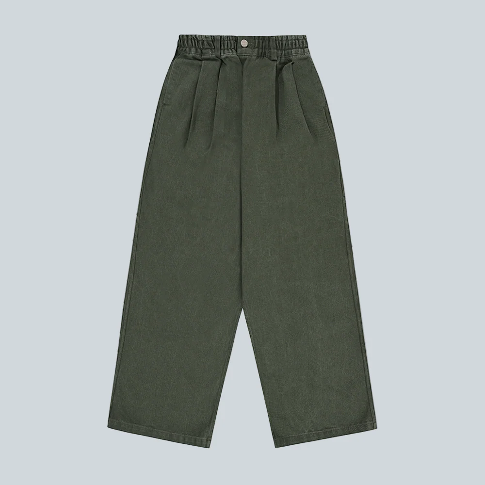 TWO TUCK WIDE KATION PANT - KHAKI