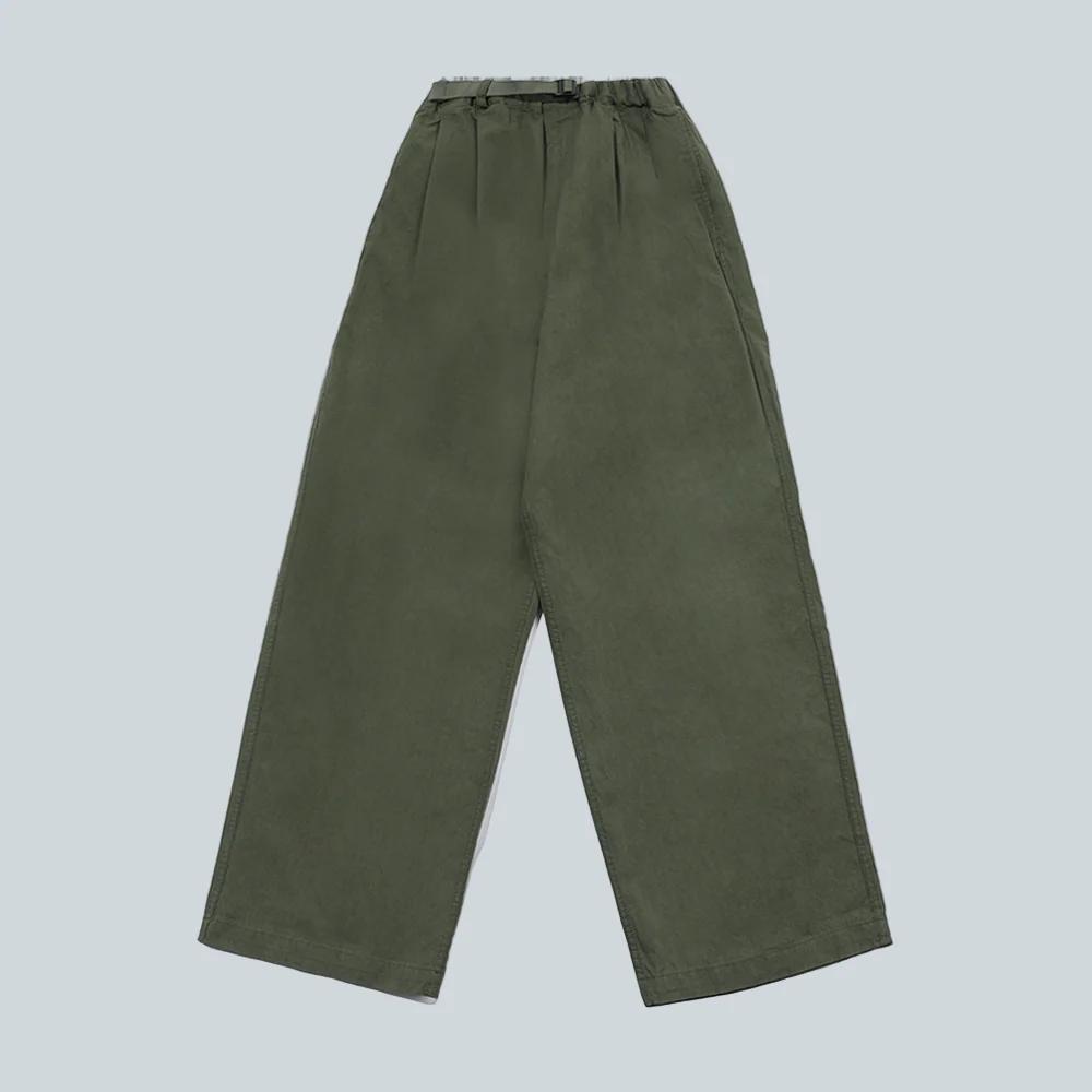 TWO TUCK WIDE PANTS - KHAKI