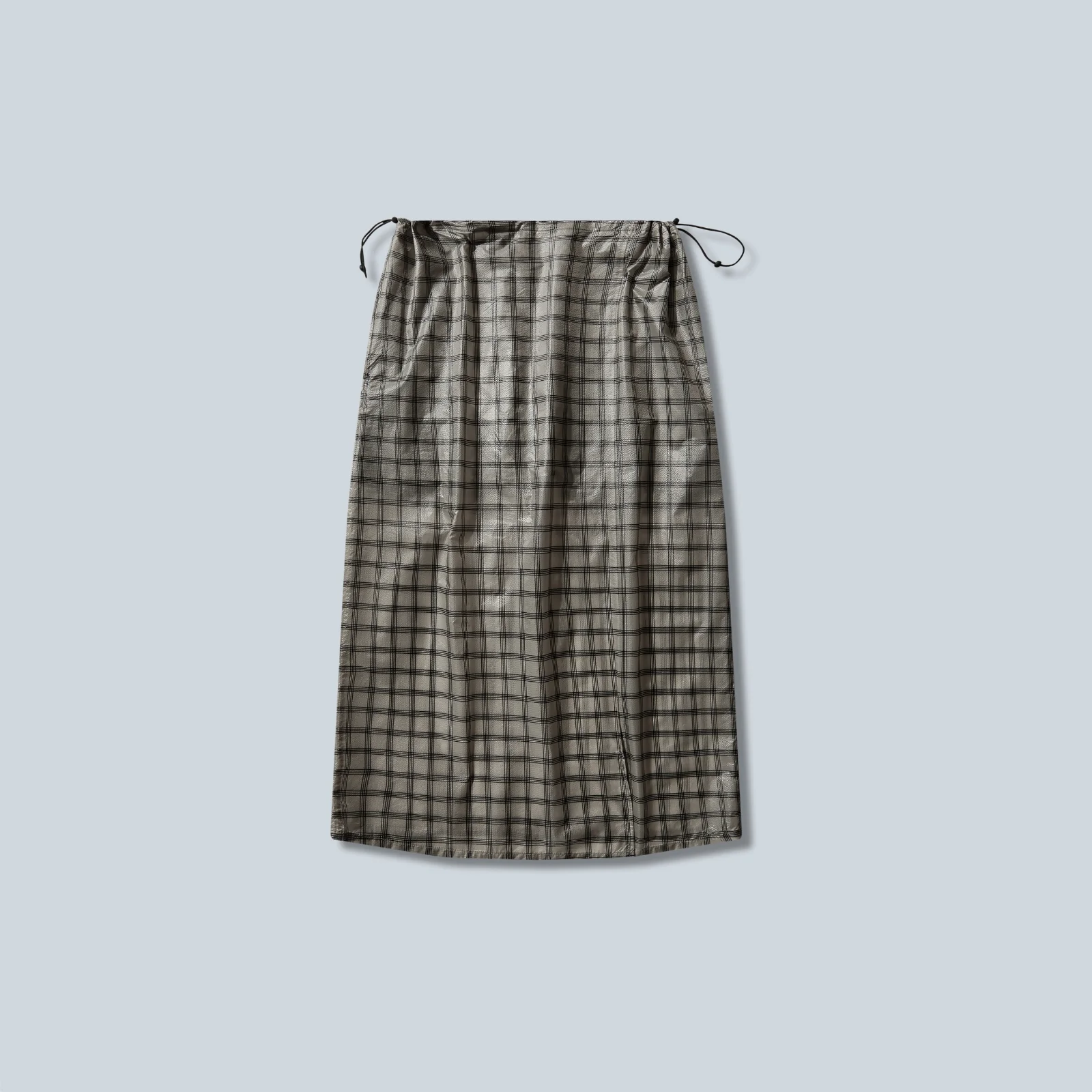 NIA SEE THROUGH PRINTED CHECK MID SKIRT - WHITE - Image 2