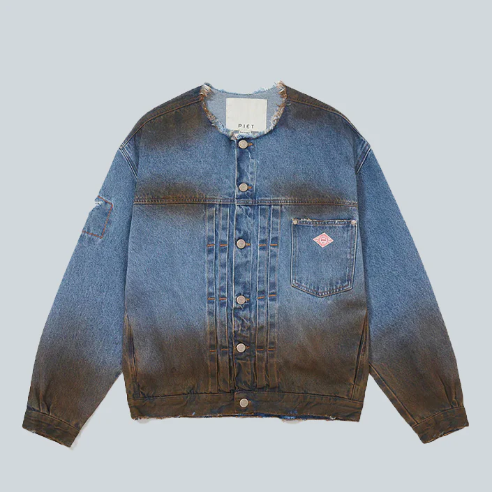 DIRT STAINED DENIM JACKET - BLUE