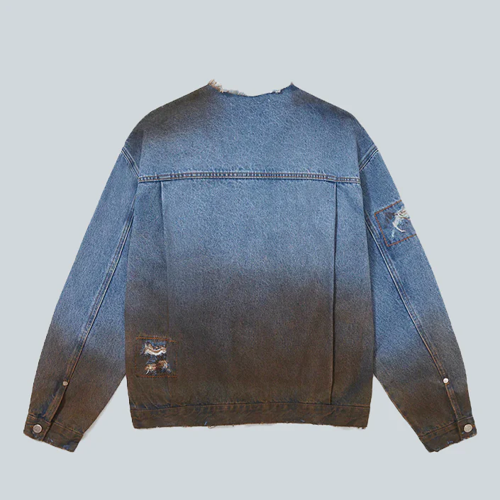 DIRT STAINED DENIM JACKET - BLUE - Image 2