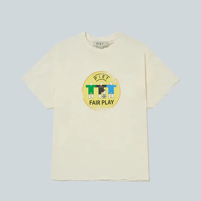 FAIR PLAY RAW EDGE TEE - BONE WHITE