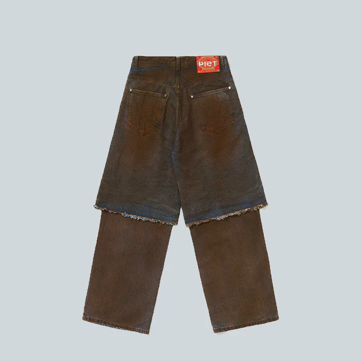 OVERLAYED DENIM TROUSERS - BLUE - Image 2