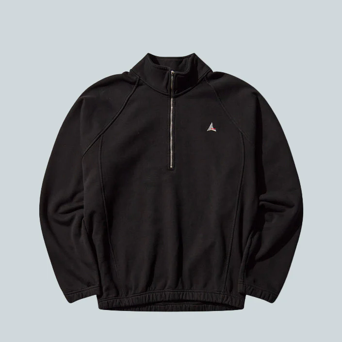 LOGO 490GSM HEAVY HALF ZIP - BLACK