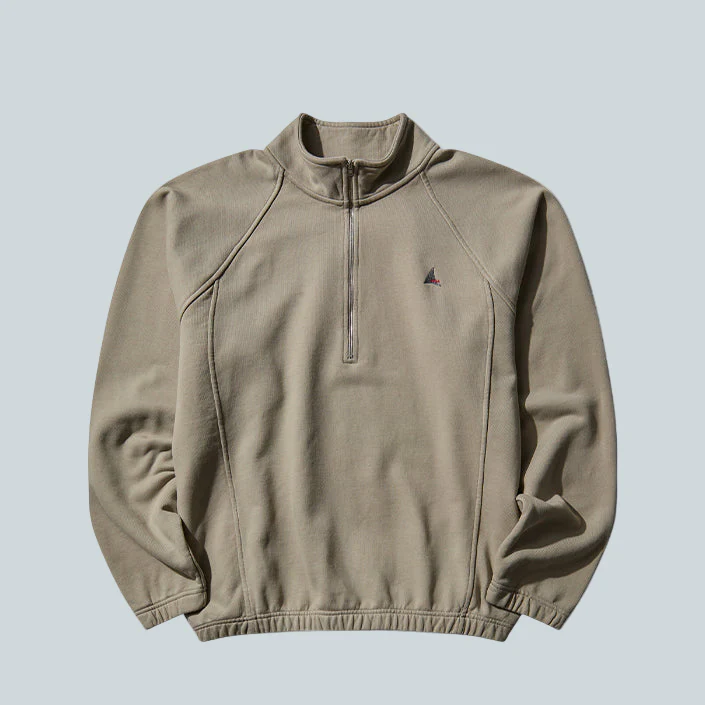 LOGO 490GSM HEAVY HALF ZIP - LIGHT GREY