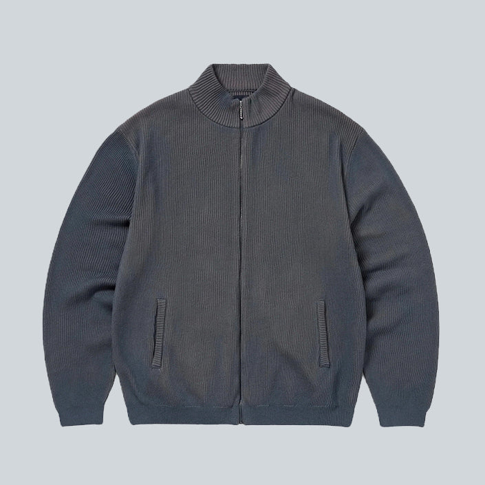 FULL ZIP CARDIGAN - SLATE