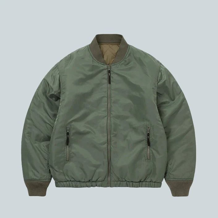 REVERSIBLE BOMBER JACKET - DARK SAGE - Image 3