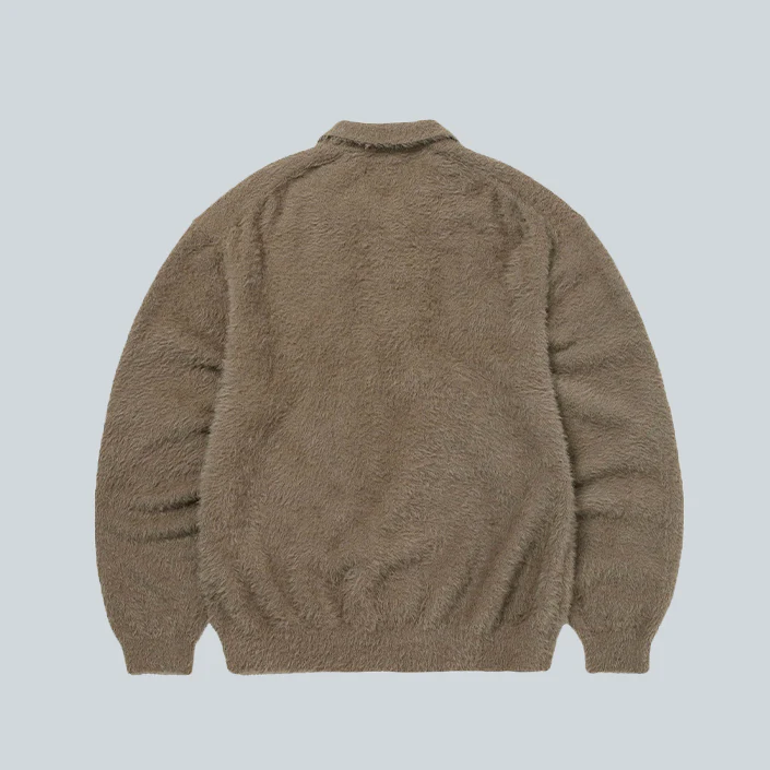 SCT LOGO SHAGGY KNIT POLO - MUD - Image 2
