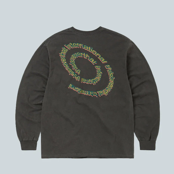 SPIRAL LOGO L/S TEE - CHARCOAL - Image 2