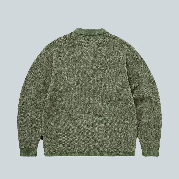VELVET KNIT POLO - GREEN - Image 2