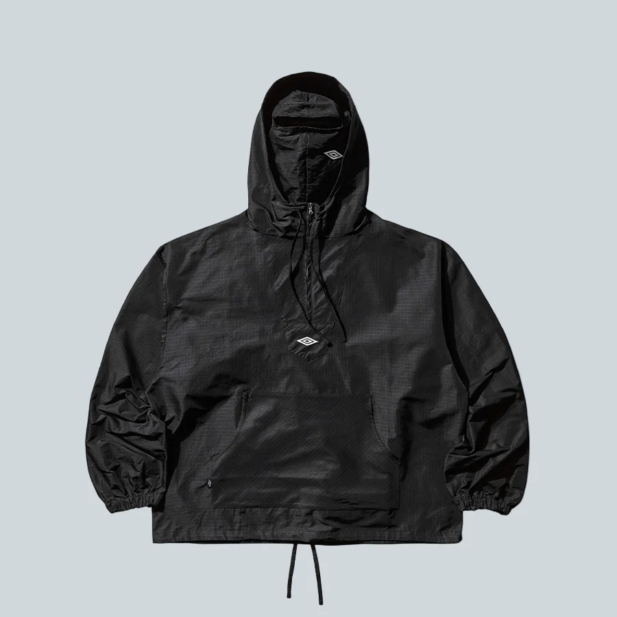 CHECK MASKED ANORAK - NAVY/DARK BROWN