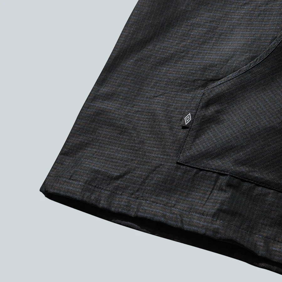 CHECK MASKED ANORAK - NAVY/DARK BROWN - Image 3
