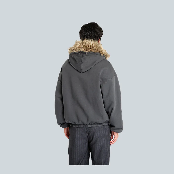 FUR MASKED HOODIE - DARK GREY - Image 2