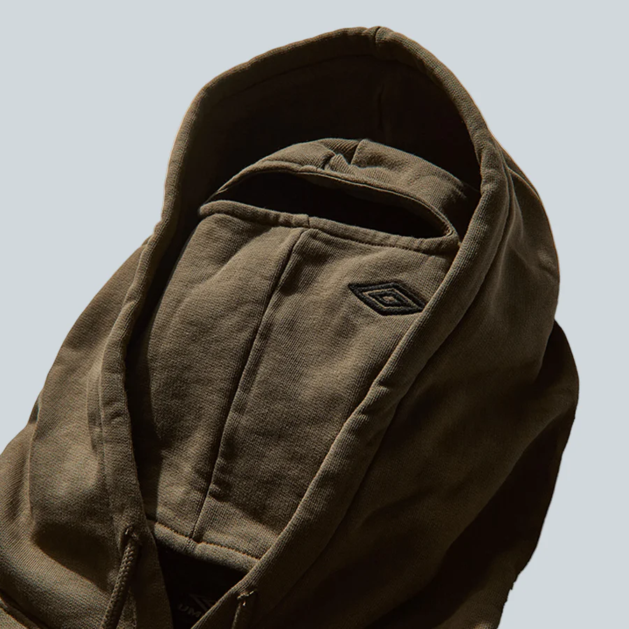 LOGO MASK HOODIE - GREEN ARMY - Image 3