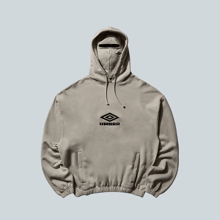 LOGO MASK HOODIE - TAUPE