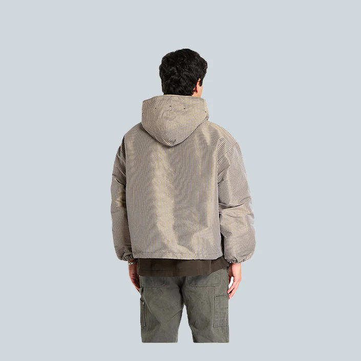 MASKED CHECK ANORAK - BEIGE BLACK - Image 2