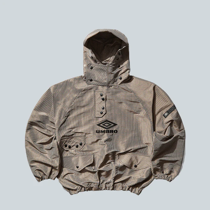 SMOCK CHECK ANORAK - BEIGE BLACK