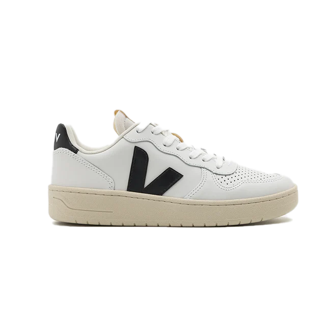 VEJA  V-10 LEATHER - WHITE/BLACK